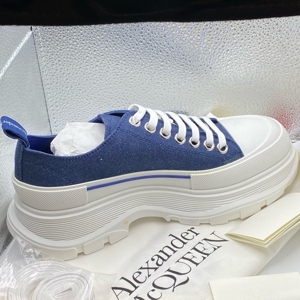 New and 💯 Authentic Alexander McQueen Women's Denim Sneakers.